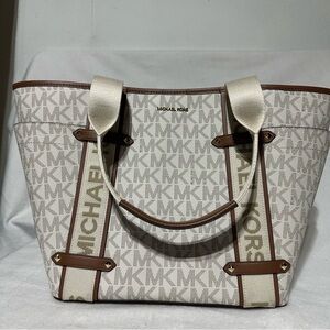 Michael Kors Beige and Brown Signature Tote